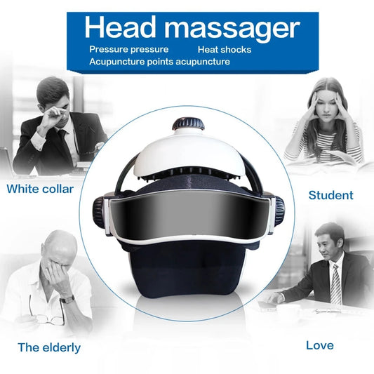 Relaxing Electric Head Massage Helmet with Heat for Headache Relief, Soothing Electric Scalp Massager for Stress & Tension